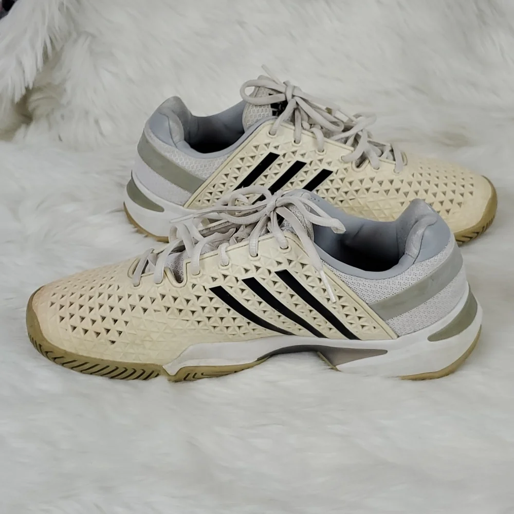 Adidas adipower Barricade Tennis white cream shoes sneakers men size 9
